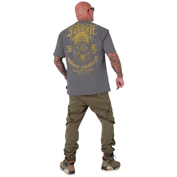 Yakuza pánské tričko OVERSIZED MONKEYS TSB 21045 Steel Gray - L