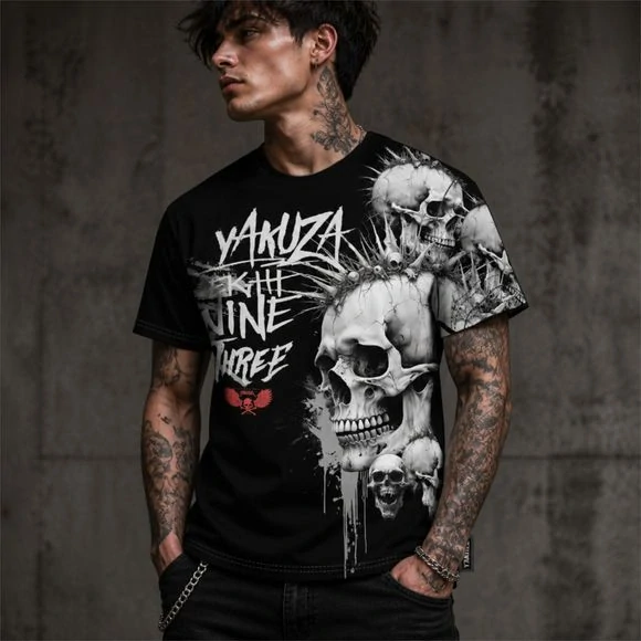 Yakuza pánské tričko SKULL STACK TSB 29014 Black