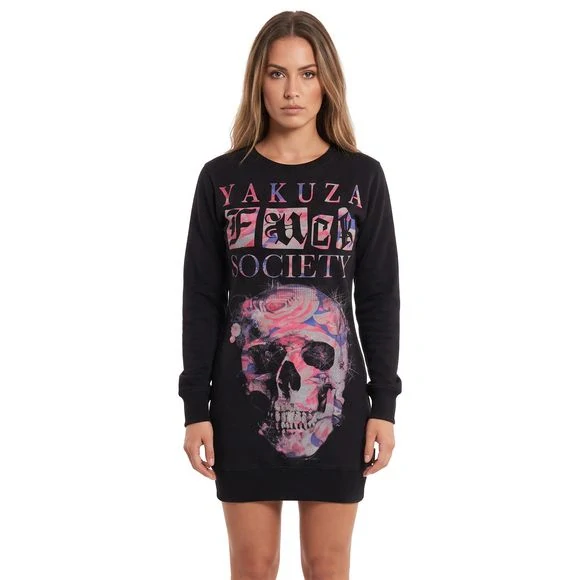 Yakuza dámské mikinové šaty FCK SOCIETY GKB 29107 Black
