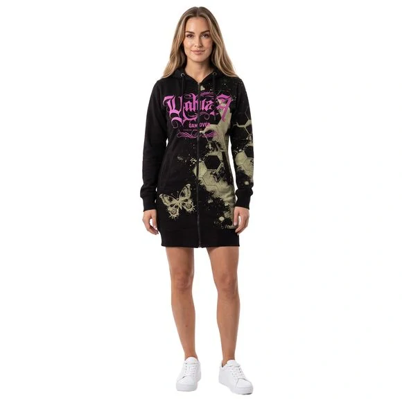 Yakuza dámská mikina HONEYCOMB BUTTERFLY LONG GLHZB 29104 Black