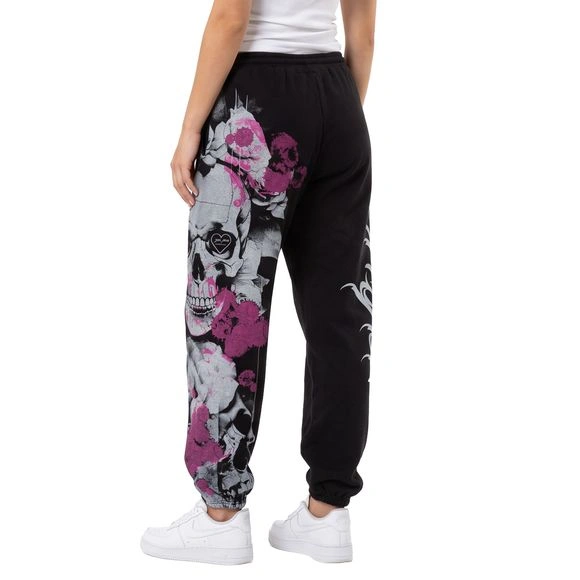Yakuza dámské tepláky FLOWER SKULL GJOB 29112 Black
