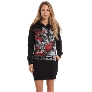 Yakuza dámské mikinové šaty DARK BUTTERFLY GKB 29106 Black